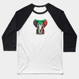 Baby Elephant with Glasses and Sudanese Flag Baseball T-Shirt